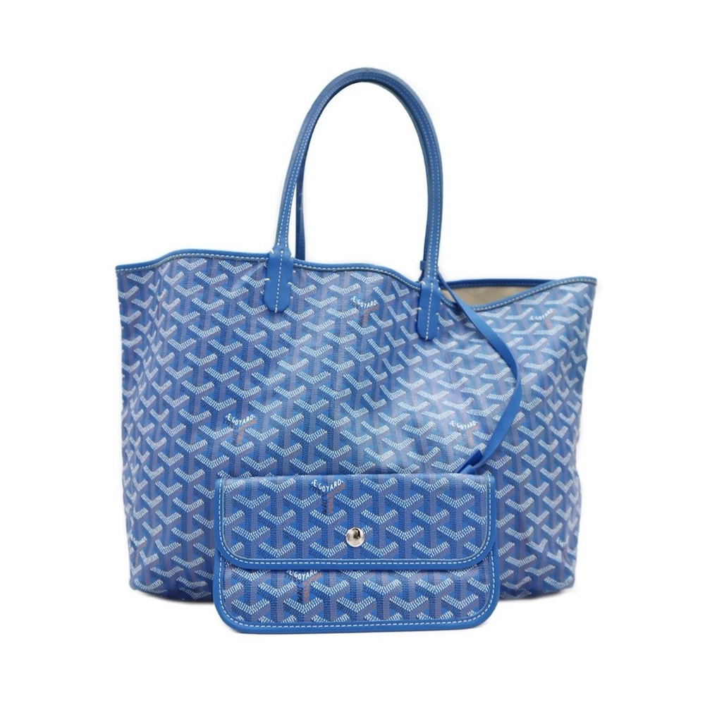Goyard Blue Chevron-Patterned St. Louis PM Tote with Pouch